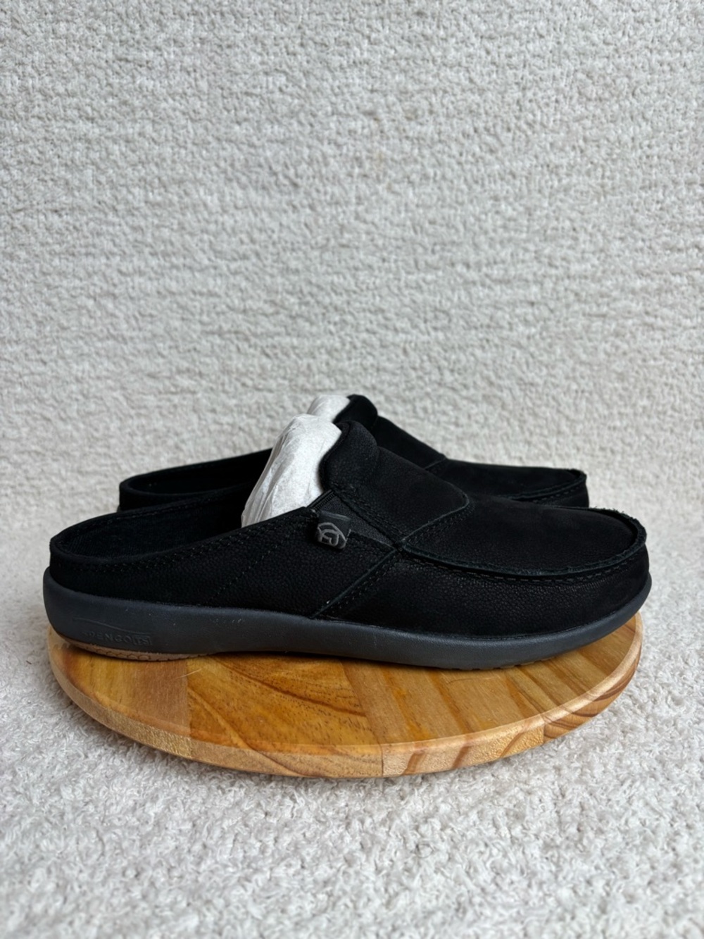 Spenco Siesta Slide Nubuck Mens 7.5D in Black Waco Shoe Company